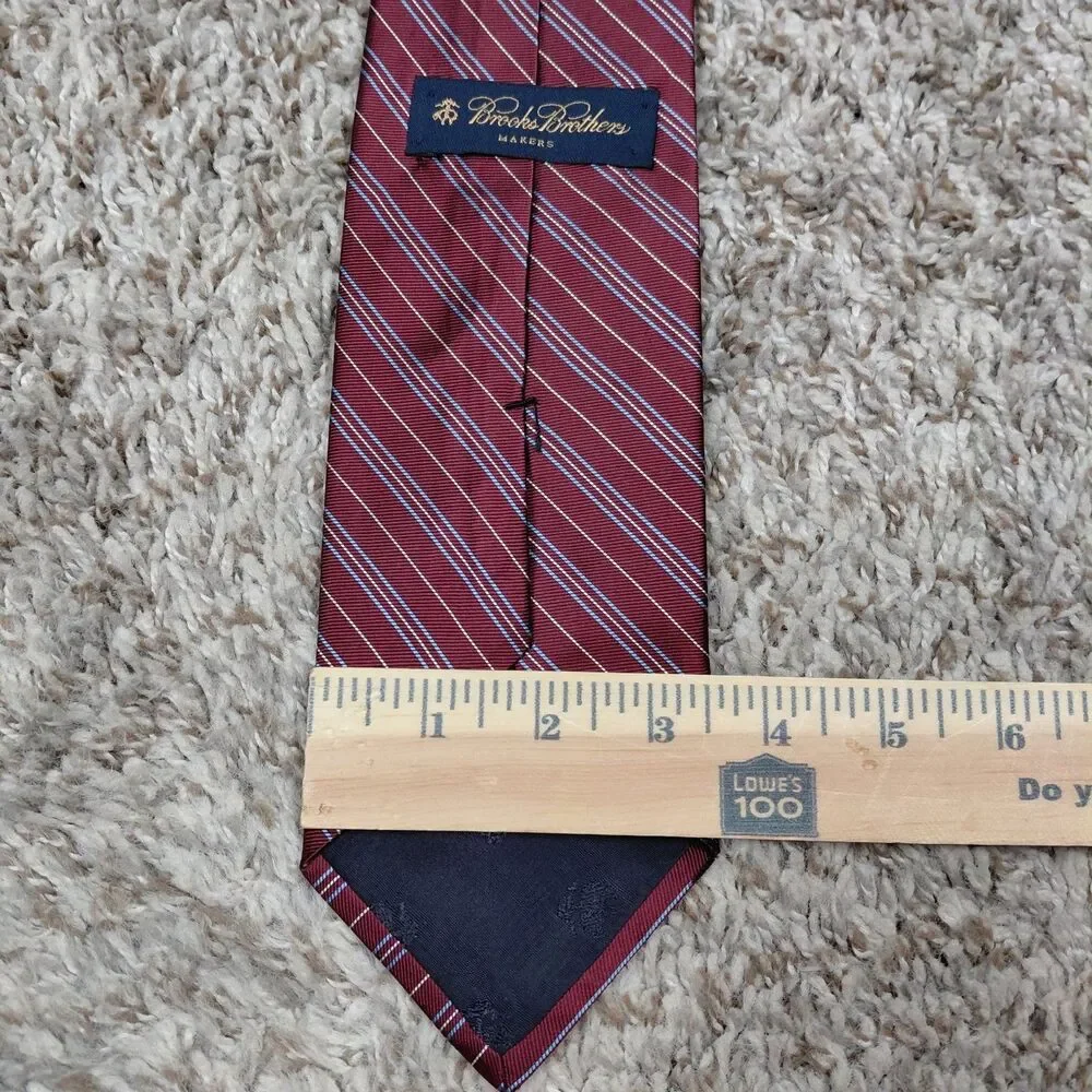 NEW Brooks Brothers Makers Neck Tie Mens Silk Stripes Burgundy Msde In USA